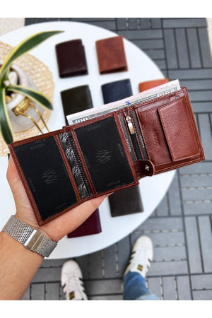 Luna Genuine Leather Genuine Men'S Wallet Glazed With Coin Holder Glazed