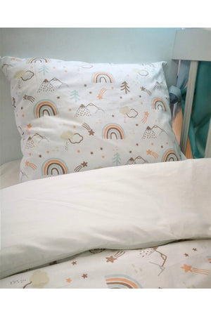 Kids Duvet Cover Set 120X200 For Bedding Brown Rainbow Cream (Without Comforter)