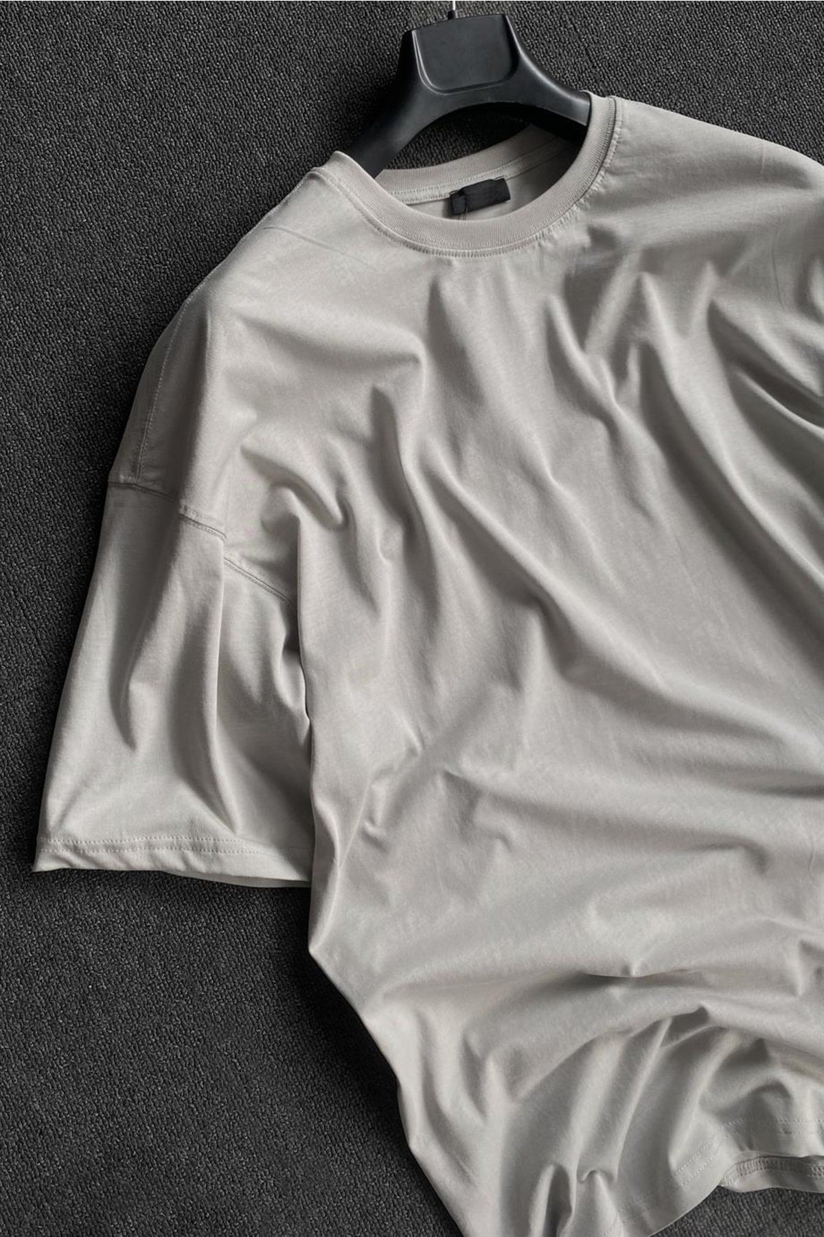 Men'S Gray 2 Thread Basic Oversize T-Shirt