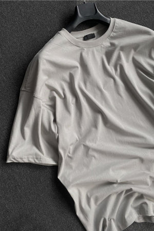 Men'S Gray 2 Thread Basic Oversize T-Shirt