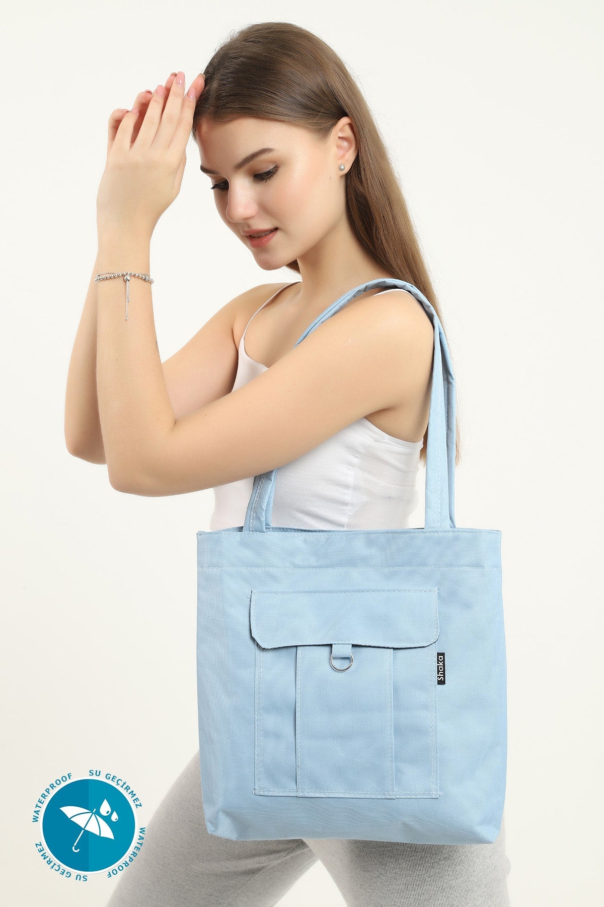 Blue U7 2-Compartment Large Volume Waterproof Fabric Women's Sports Daily Arm And Shoulder Bag B:35 E:35