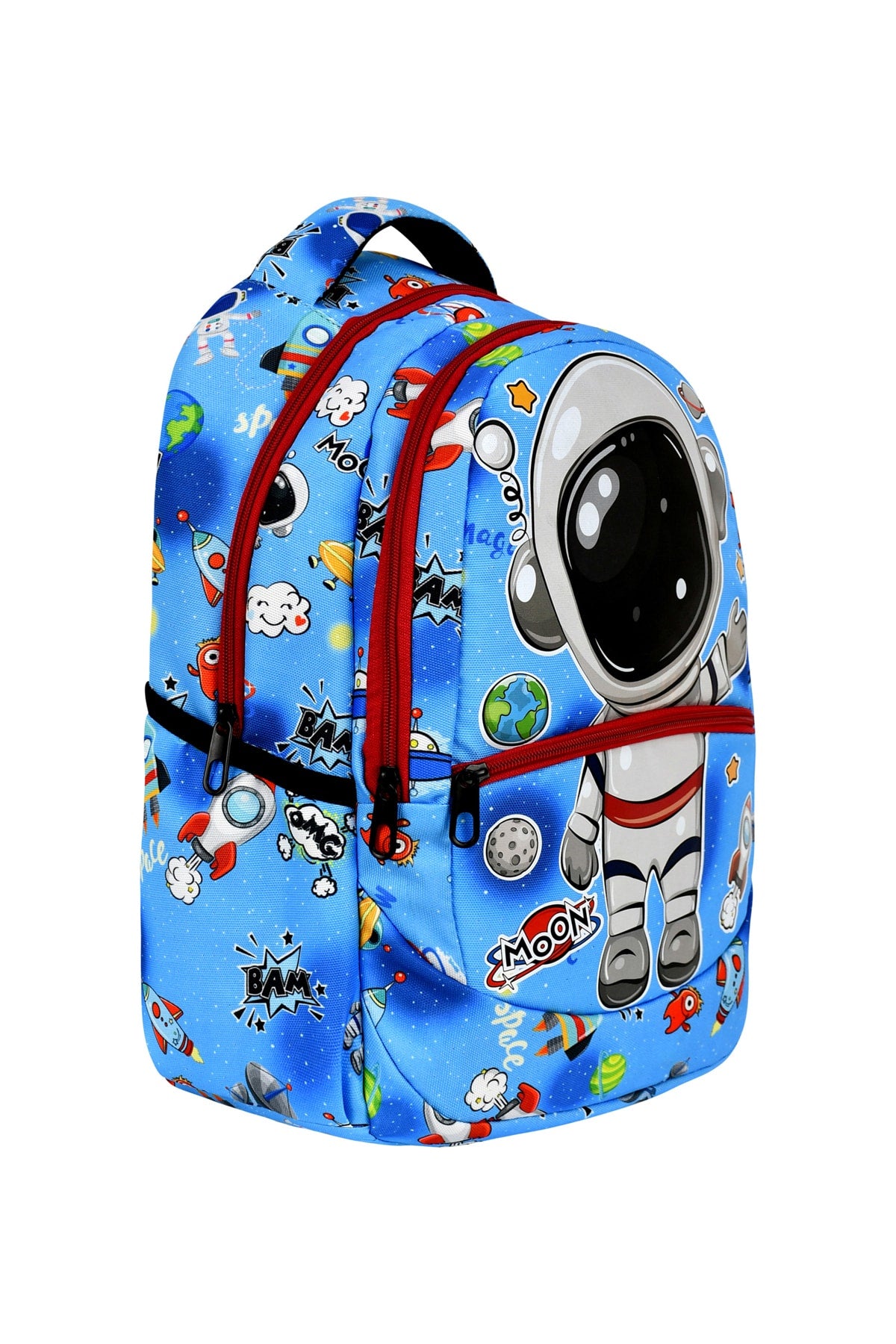 3-Pack Elementary School Astronaut Patterned School Bag With Food And Pencil Holder For Boys