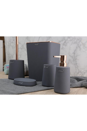 Gray Acrylic Striped Bathroom Set - 5 Pieces Bathroom Set - Swordslife