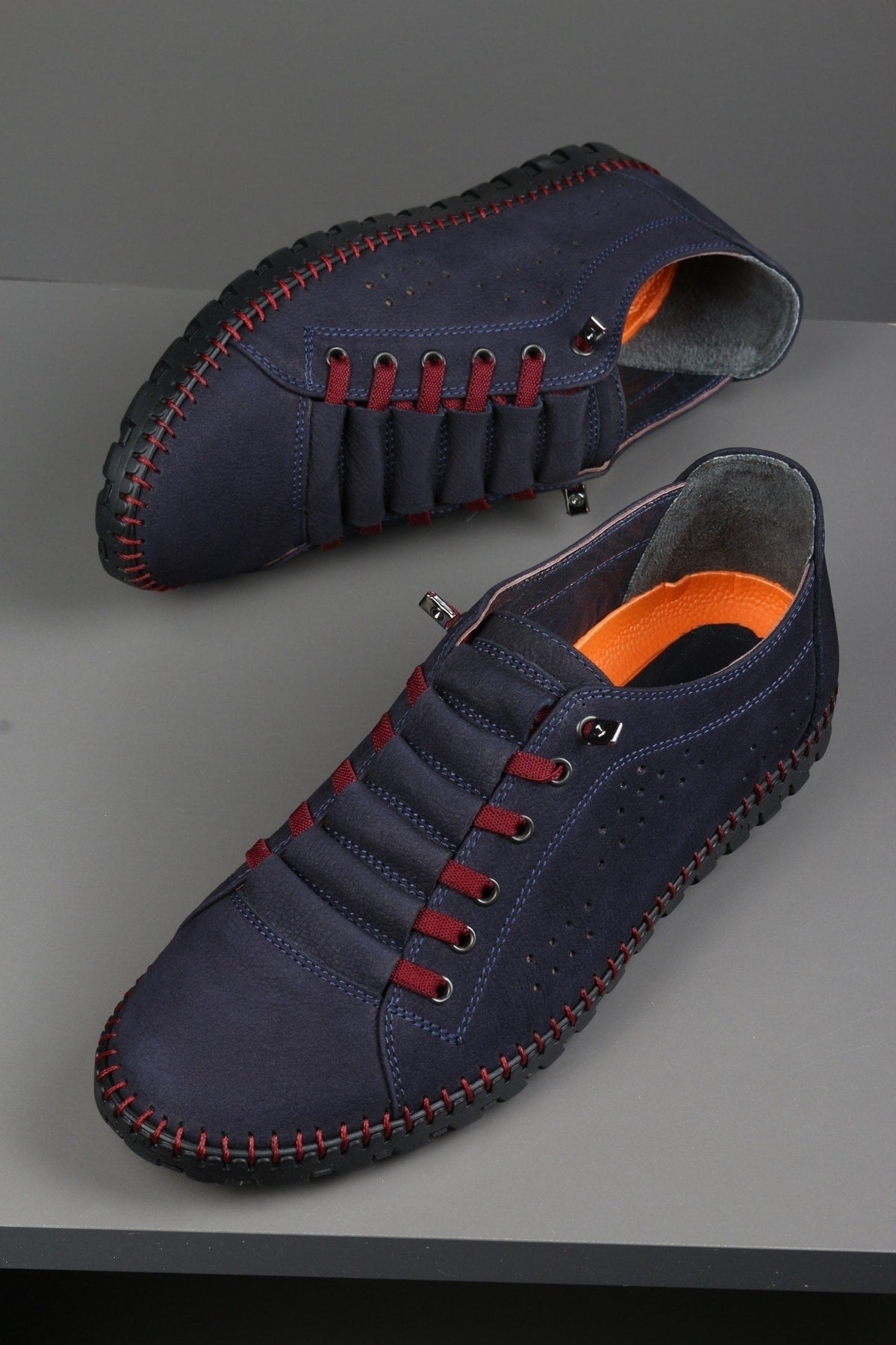 Casual Elastic Laceless Summer Genuine Leather Men'S Shoes