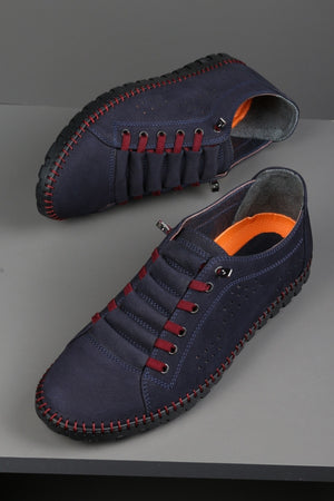 Casual Elastic Laceless Summer Genuine Leather Men'S Shoes