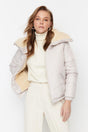 Stone Collar Plush Detailed Inflatable Coat TWOAW23MO00412 - Swordslife