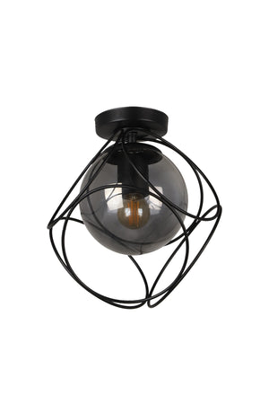 Suna Single Black-Smoked Glass Ceiling Mount Chandelier