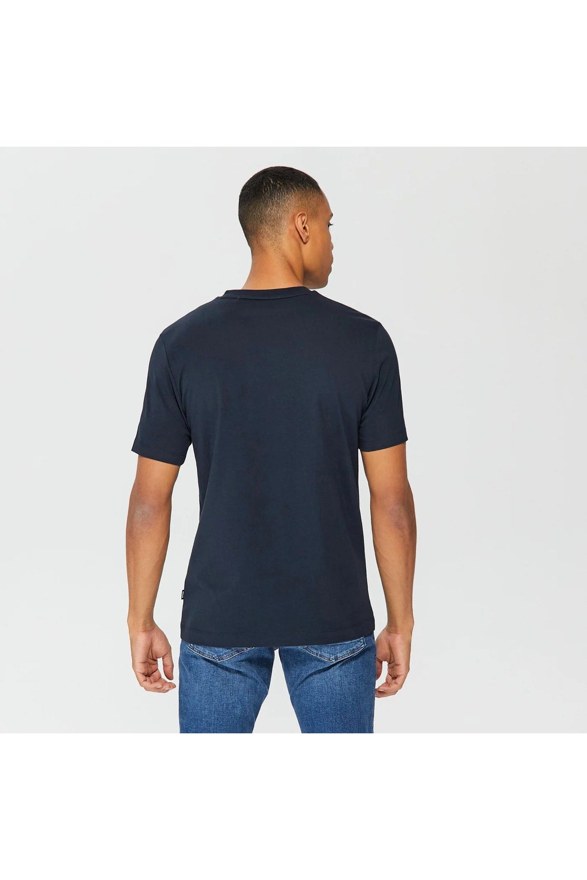 Men'S Cotton V Neck Regular Fit Navy Blue T-Shirt 50468348-404