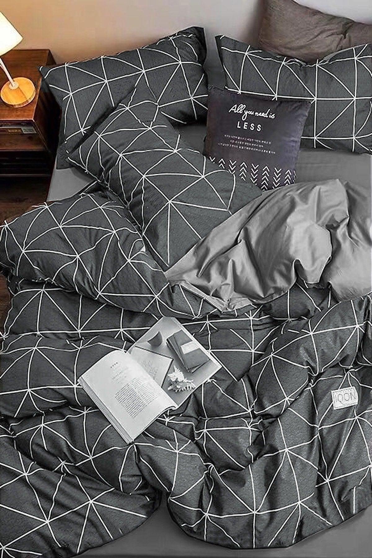 Elastic Linen Duvet Cover Set Double Pyramid - Swordslife