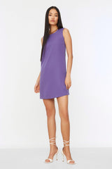 Purple Mini A-Line Woven Sleeveless Dress TWOSS19FG0063 - Swordslife