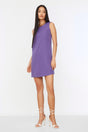 Purple Mini A-Line Woven Sleeveless Dress TWOSS19FG0063 - Swordslife