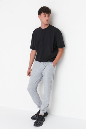 Gray Men Regular Fit Elastic Leg Basic Sweatpants Tmnss20Ea0053