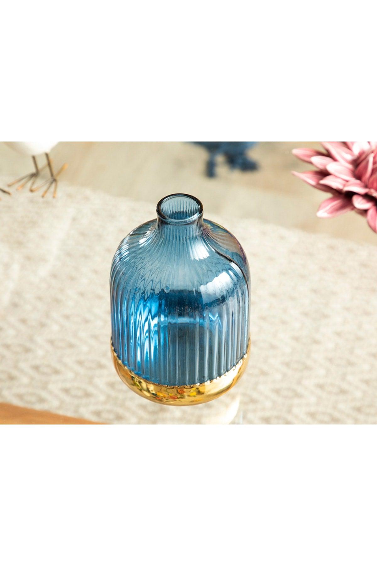 Ariana Borosilicate Vase 10x14 Cm Navy Blue – Gold - Swordslife