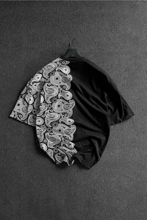 Men'S Half Mussel Pattern Printed Oversize Tshirt