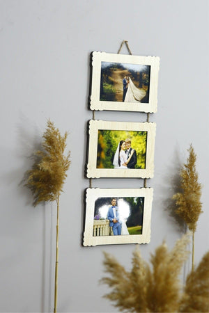 Wooden Triple 10x15 Cm Rope Photo Hanger Horizontal-color Maple - Swordslife