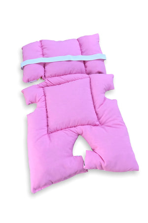 Baby Stroller And Car Seat Cushion With Waist Support White Unicorn Pink