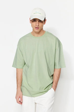 Mint Men'S Basic 100% Cotton Crew Neck Oversize Short Sleeve T-Shirt