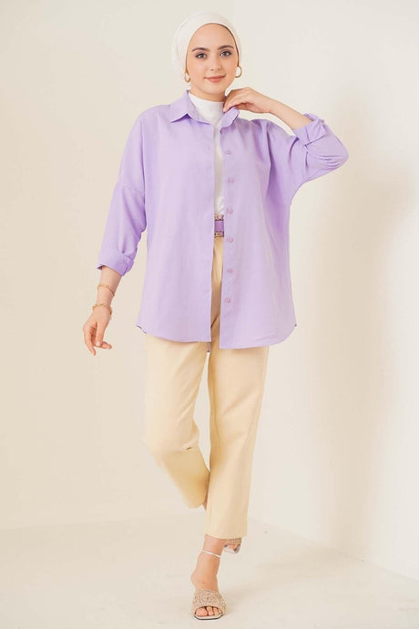 103901 Oversize Basic Hijab Shirt - Lilac - Swordslife