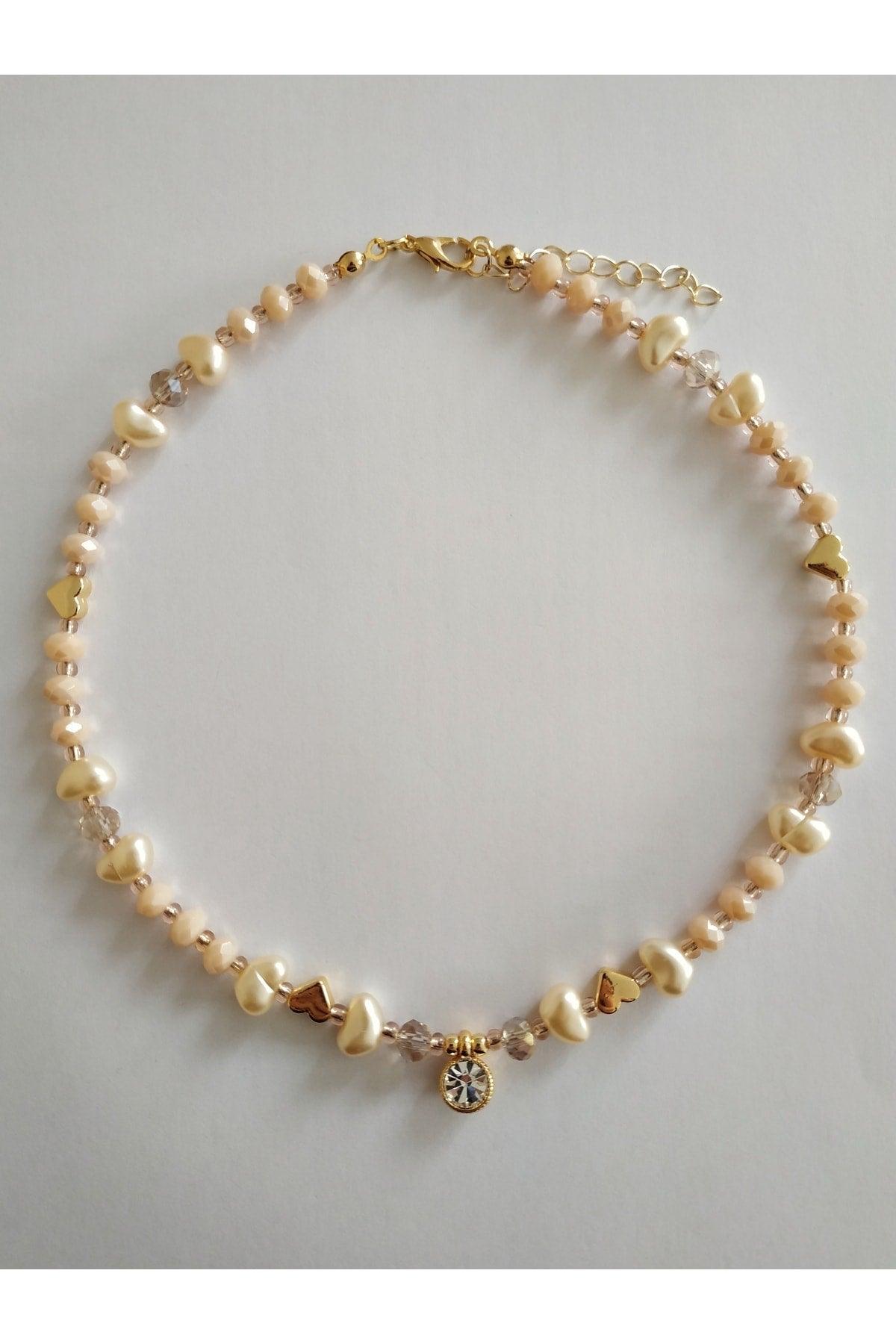 Pearl Nude Necklace with White Shimmer Tips - Swordslife