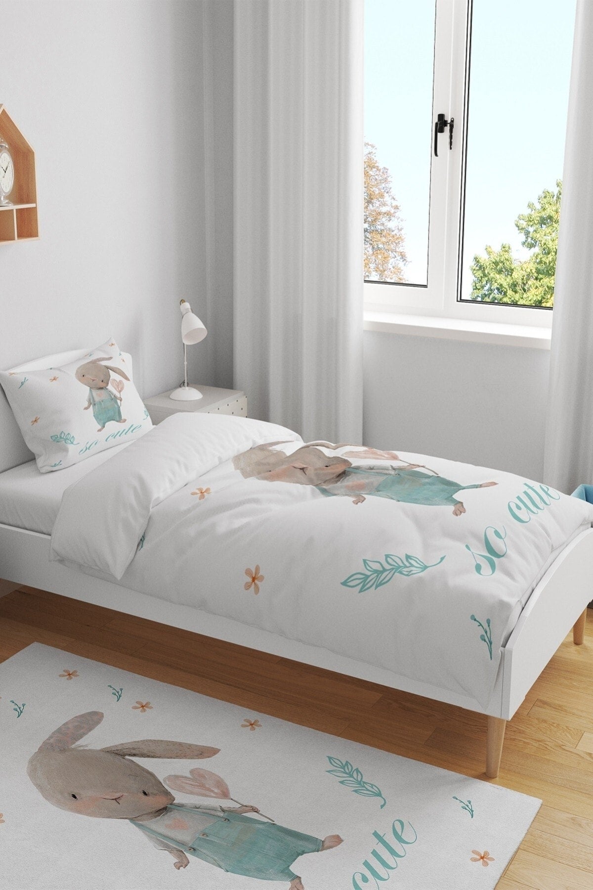 Bahçıvan Rabbit Patterned Single Baby Child Duvet Cover Set