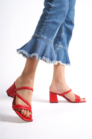 Women'S Red Heeled Slippers Sandals Ba20888
