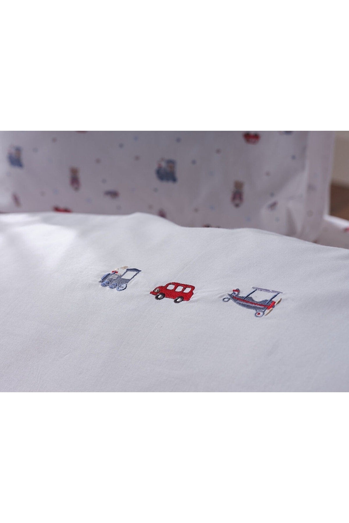 Embroidered Baby Duvet Cover Set Baby Car Baby - White