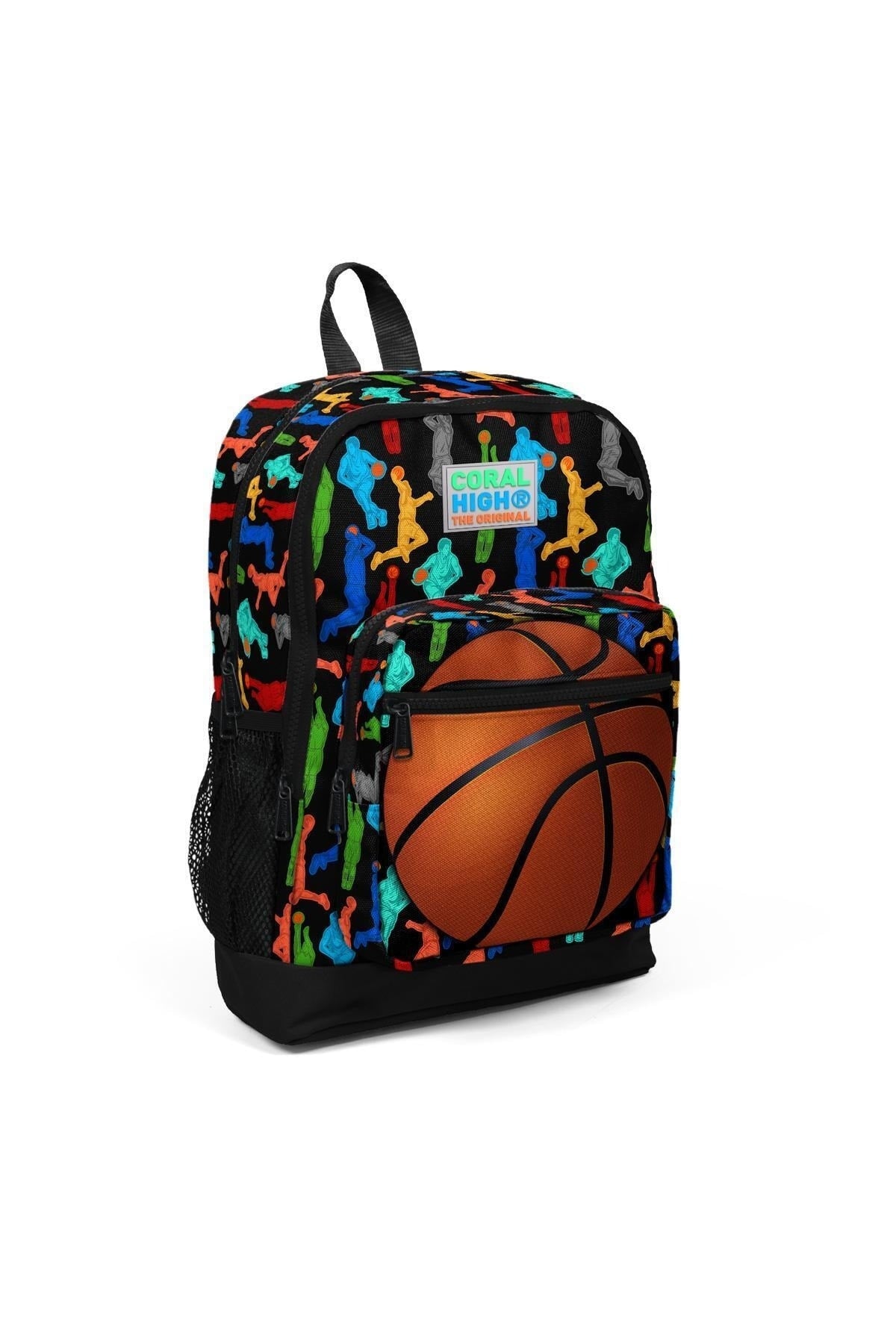 Kids Black Basketball Pattern USB 3-Piece School Bag Set SET0123281