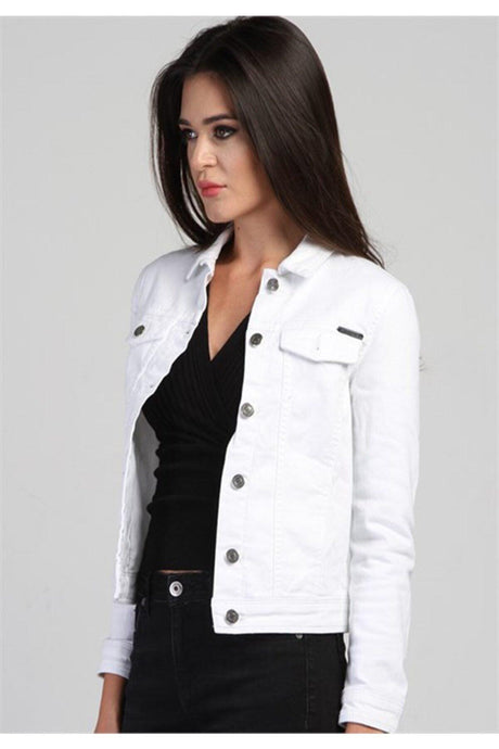 Women's White Style Denim Jacket - Swordslife