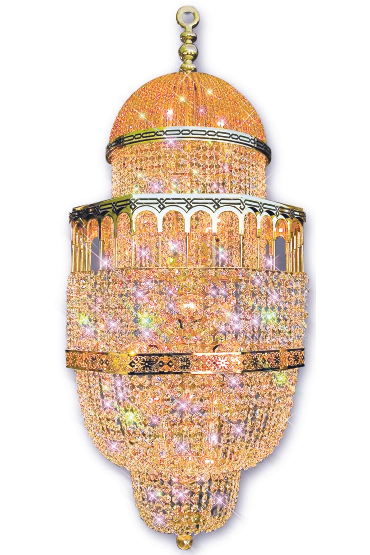 Aksa Model Asfor Crystal Stone 24 Carat Gold Plated Special Design Chandelier 60*130 cm