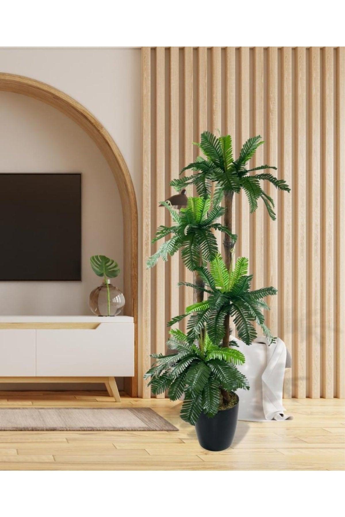 Artificial Tree Juicy Palm 4 tiers 84 leaves 150cm Indoor Flower Artificial Flower - Swordslife