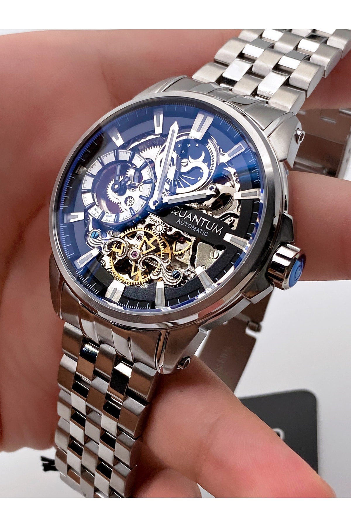 Automatic Luxury Men'S Wristwatch & Sc Silver Collection Bracelet