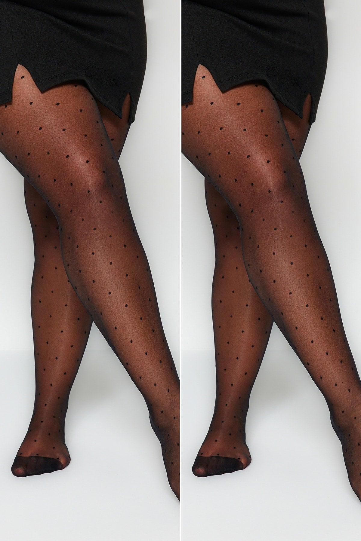 Black 15 Den 2 Pack Polka Dot Pantyhose TBBSS23KC00000 - Swordslife