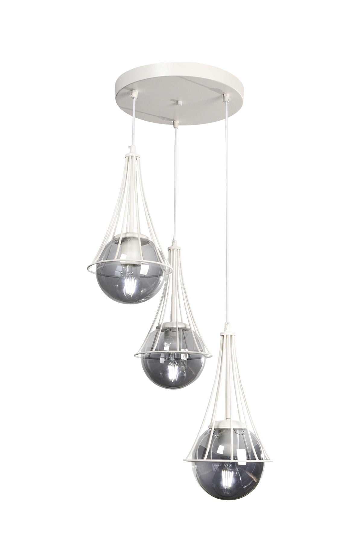 Lapis 3Rd White-Smoked Globe Glass Chandelier