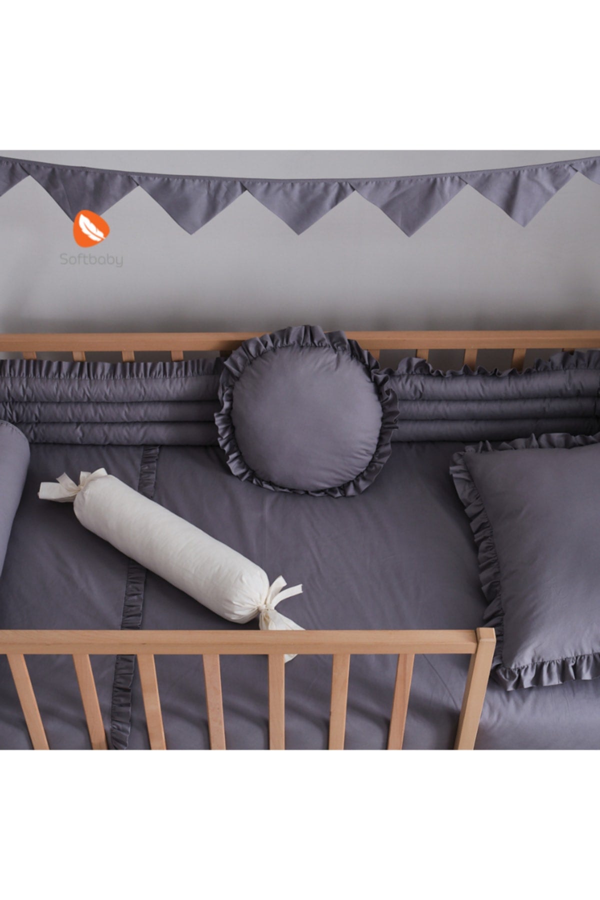 Elegance Gray Katkat 90X190 Montessori Sleeping Set