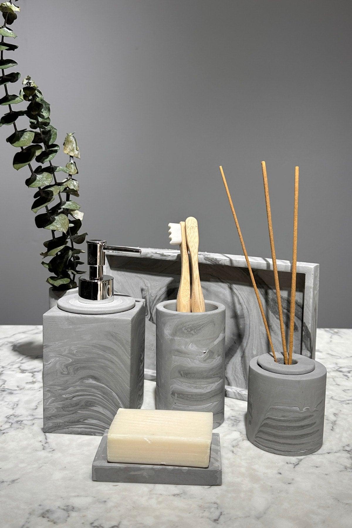 Anthracite Pattern Concrete Bathroom Set - Swordslife