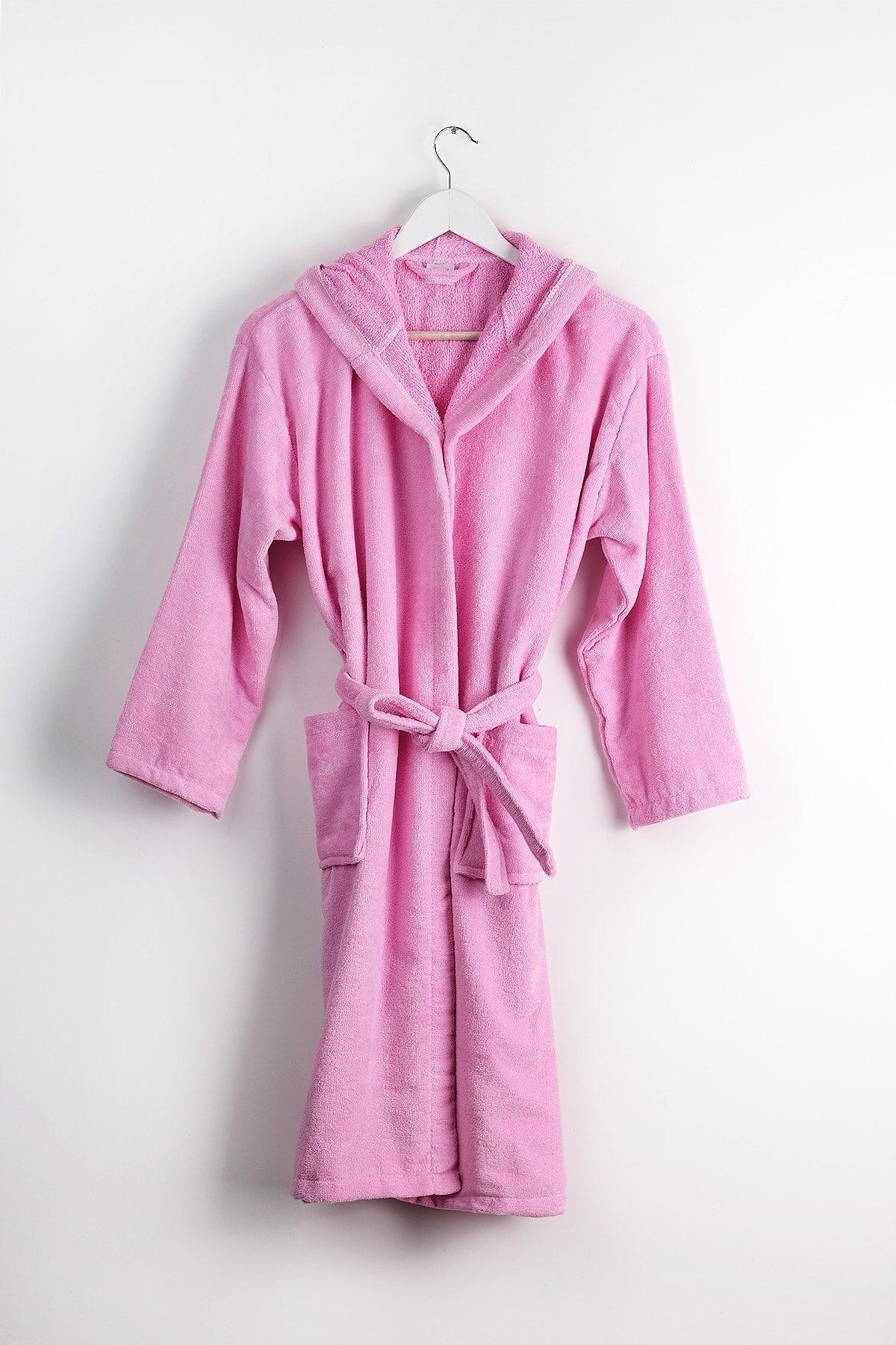 100% Cotton Hooded Velvet Pink Color Young Robe / Waitress Size - Swordslife