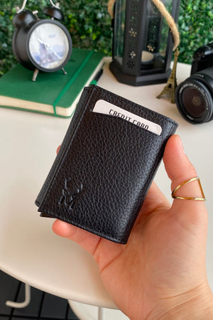 Pescol - Genuine Leather Black Smart Card Holder / Wallet With Rfid Protection Mechanism, Top Level Craftsmanship