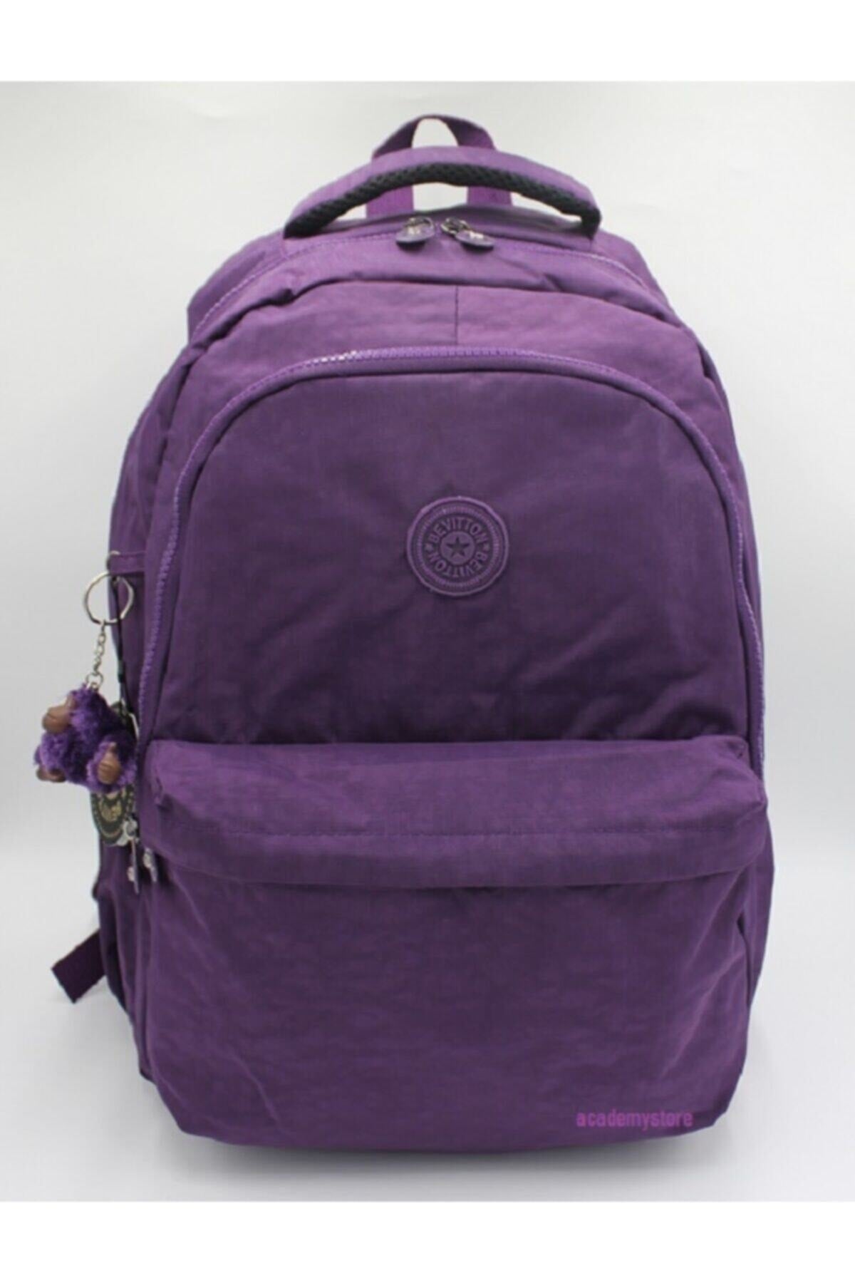 Crinkil Fabric Unisex Purple School Backpack 2200