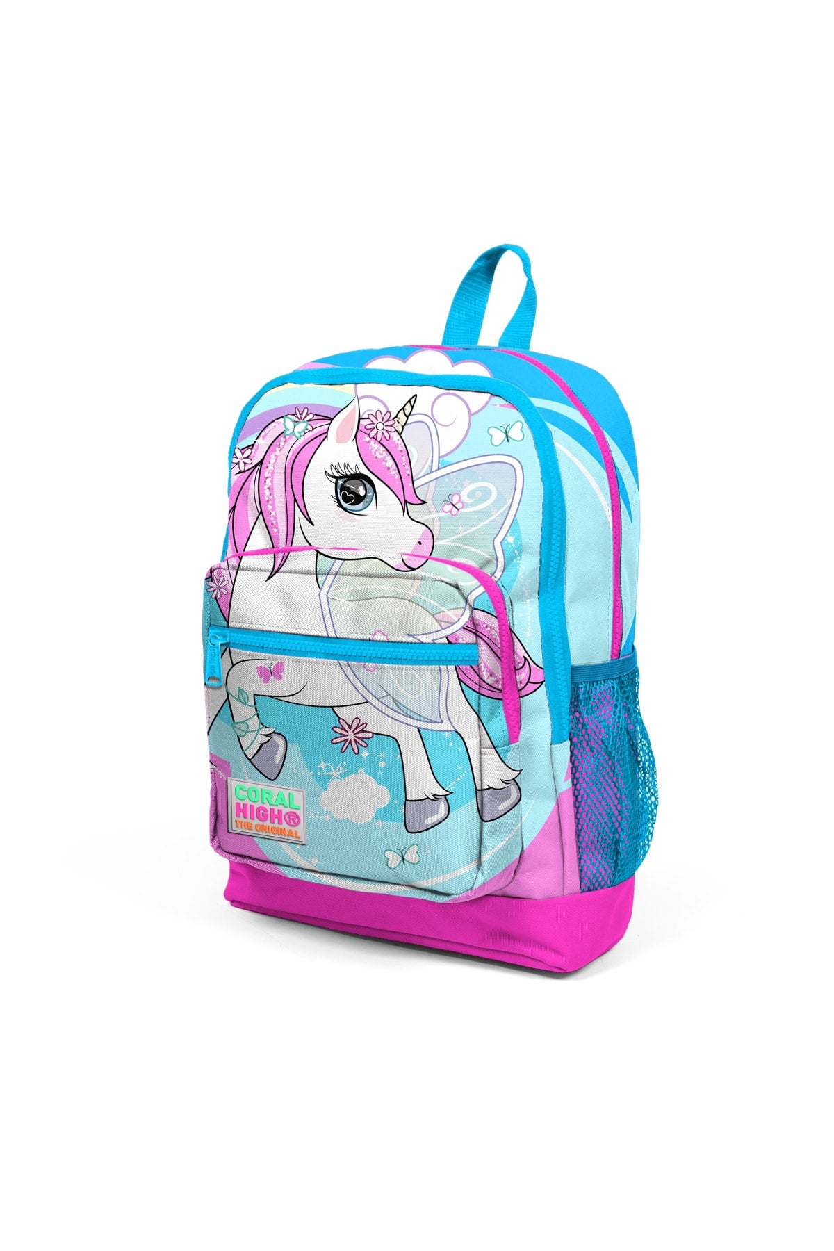 Kids Four Compartment Unicorn Turquoise 3 Pcs School Bag Set