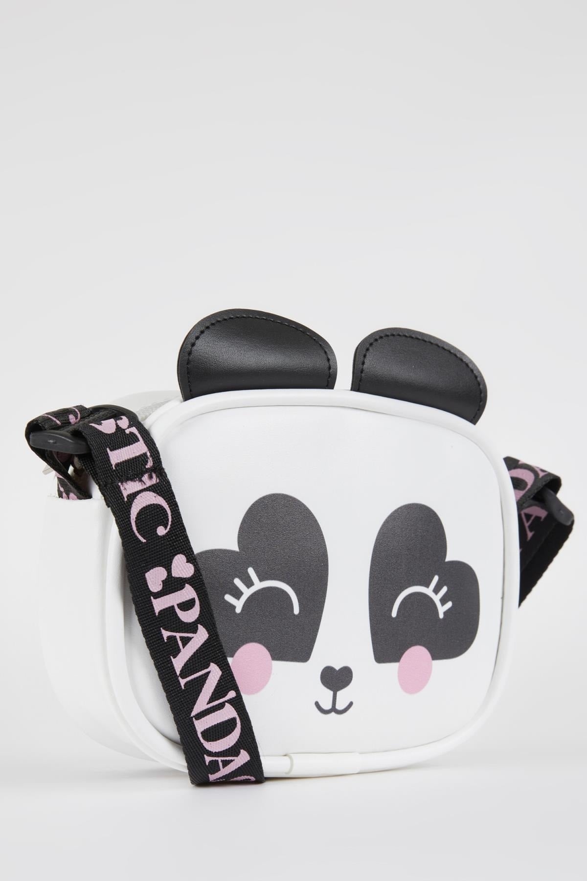 Girl Panda Figured Faux Leather Crossbody Bag