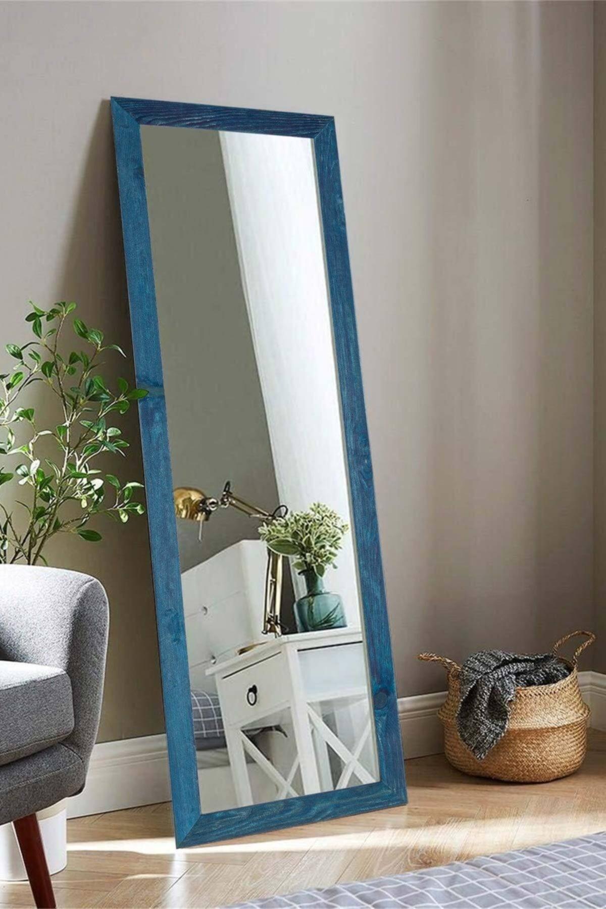 Natural Wood 120x40 Cm Blue Paris Decor Shelf Handmade Living Room Office Kitchen Wall Console Full Length Mirror - Swordslife