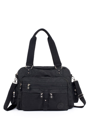 Women'S Black Crinkle Multi-Cell Shoulder Bag