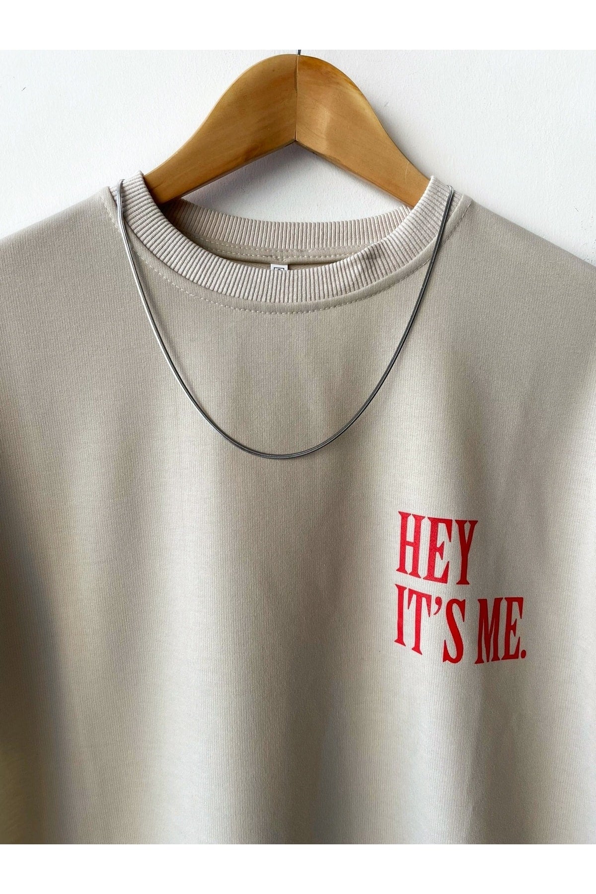 Men'S Hey It'S Me Printed Crew Neck Oversize T-Shirt