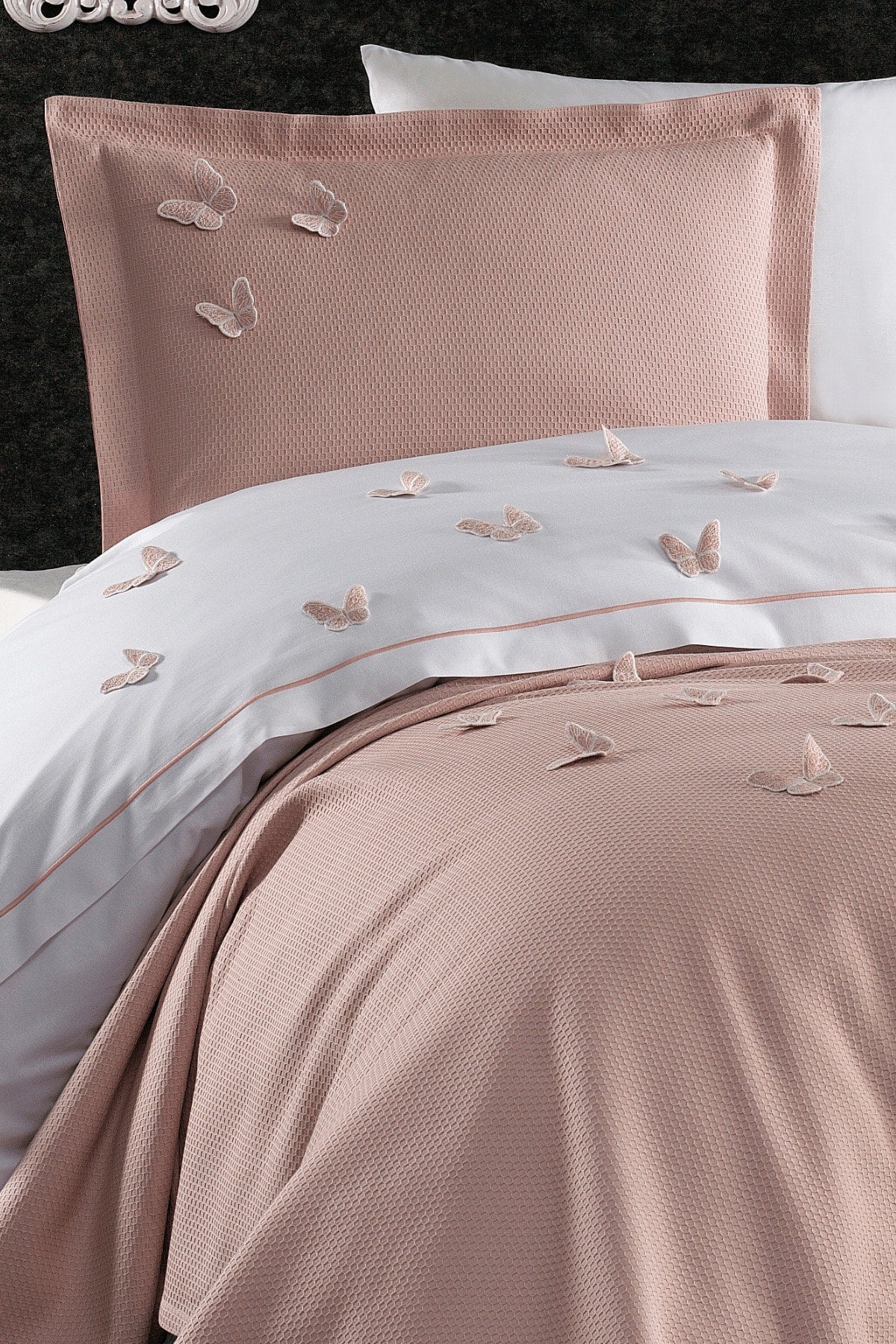 5 Pieces Elastic Bed Sheet, 3D Butterfly Pattern Children'S Room Cotton Single Pink Duvet Cover Set