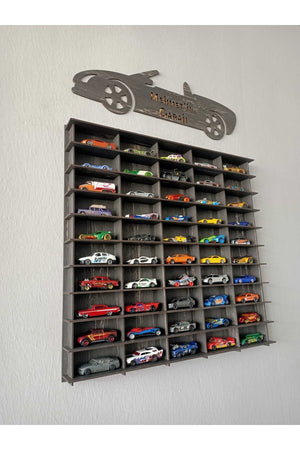 Toy Car Rack 50Pcs Tumbled Black (Suitable For Hotwheels And Matcbox Cars)
