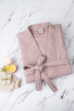 Unisex Kimono Muslin Bathrobe Powder - Swordslife