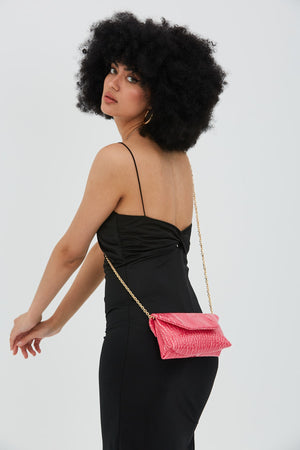 Long Strap Crochet Clucth Jake Women'S Crossbody Bag Fuchsia