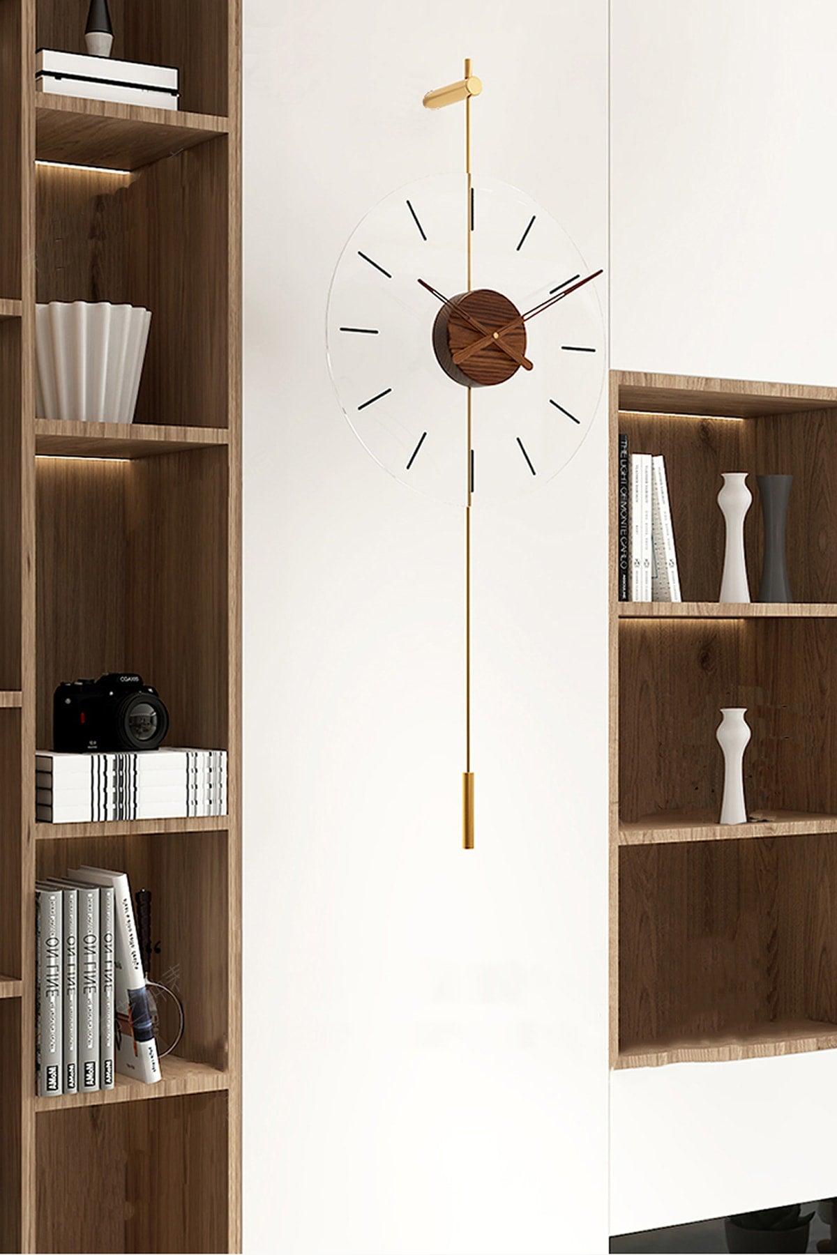 Gravity 40 Cm Gold, Modern Metal And Glass Design Wall Clock - Swordslife