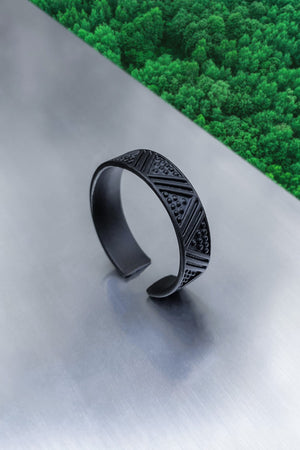 Triangle Pattern Wedding Ring Model Adjustable Men'S Black Ring