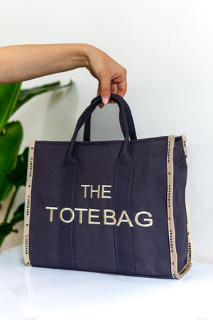 Women'S Gray Tote Bag Canvas Long Strap Bag Hand And Shoulder Bag